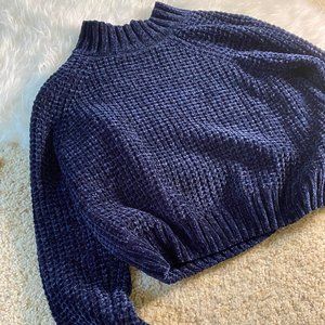 H&M Turtleneck Velvet Crop Sweater